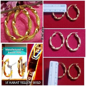 Twisted Italian 18 K Gold Hoop Earrings.